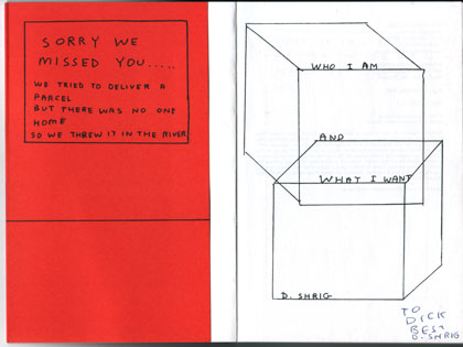 Frontspiece of *Who I Am and What I Want* by David Shrigley


