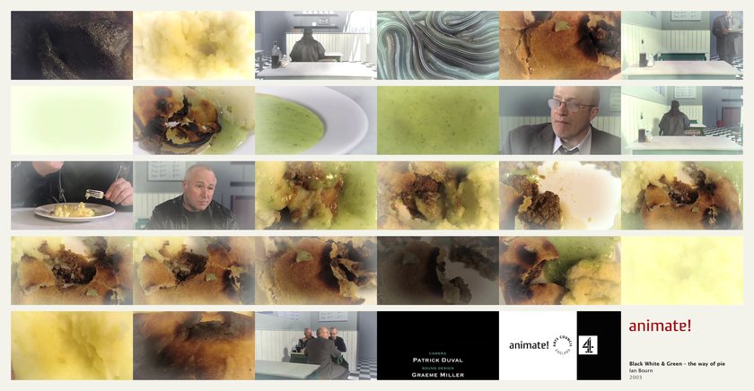 Black White & Green – the way of pie: 29 frames from the film, in order
