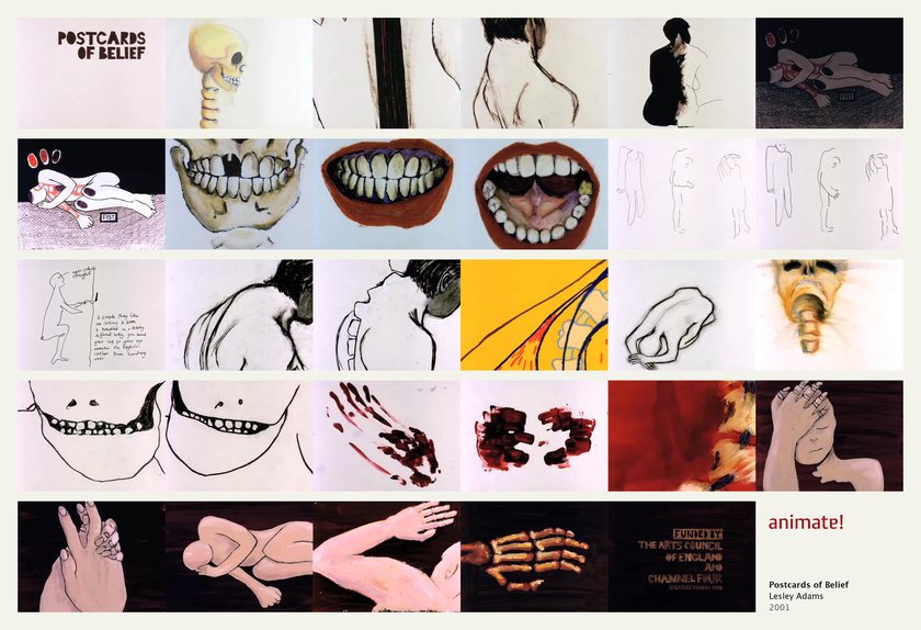 Postcards of Belief: 29 frames from the film, in order
