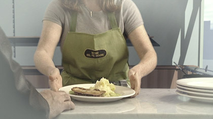 film still: “Slide along… Don’t worry about a knife. You won’t need that.” 

