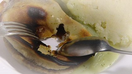 film still: “Pies are not cut. They are broken.” 

