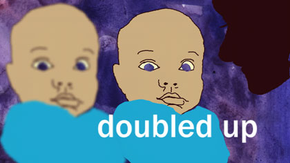 film still: *doubled up* title card

