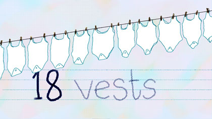 film still: 18 vests on the washing line.

