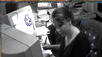 film still: Me in studio making film.

