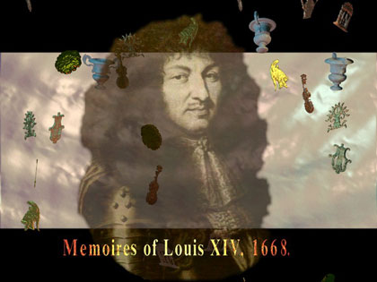film still: “...we must consider the good of our subjects far more than our own. They are almost part of us, for we are the head of a body of which they are the members.”  – _Memoires de Louis XIV, 1668._
