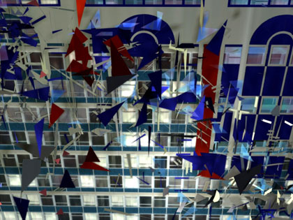 film still: Even old sixties office blocks get the red, white and blue treatment.


